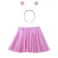 thumbnail image 3 of iiniim Kids Girls Halloween Cosplay Outfits Metallic Shiny High Waist Skirt with Hair Hoop Set Pink 10, 3 of 7