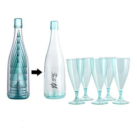 

Yubatuo 6-Piece Champagne Glass Cold Drink Juice Glass Plastic Cocktail Stemware Blue