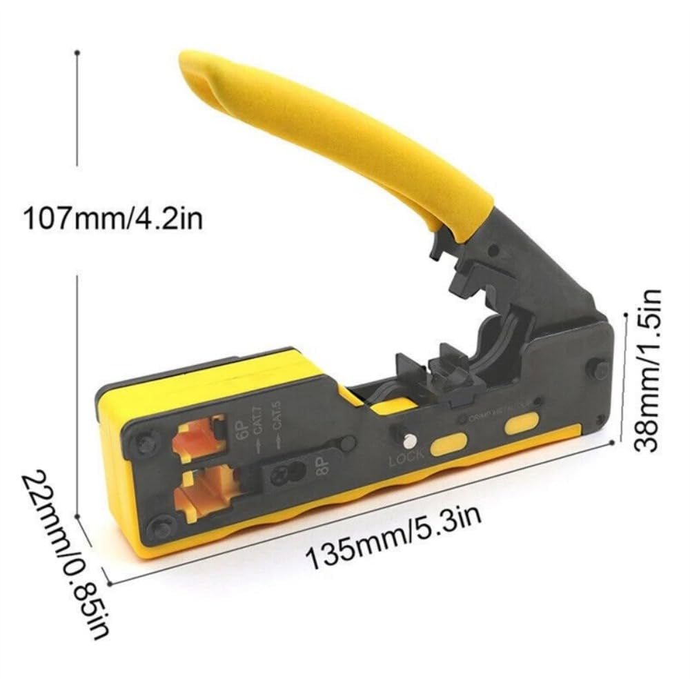 Ratcheting Modular Data Cable Crimper Wire Cutter Practical Eliminates Accidental Contact Wire Stripper For Cat5 Cat6 Cat7 8P 8C