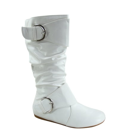 Klein Women's Adult Fashion Zipper Buckle Slouch Casual Flat Heel Mid Calf Round Toe Boots