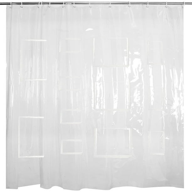 Transpa Pvc Shower Curtain Liner, Shower Curtain Liner With Storage Pockets