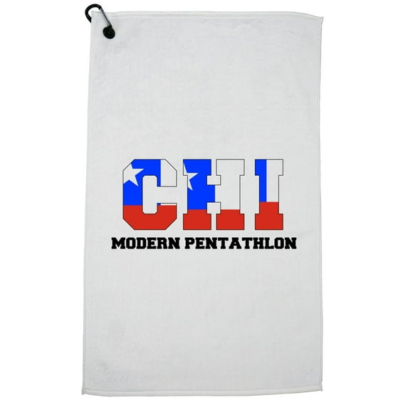 Chile Modern Pentathlon - Olympic Games - Rio - Flag Golf Towel with Carabiner Clip