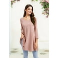 thumbnail image 4 of ENMAIN Women's Blouses 3/4 Sleeve Pink Shirts Solid Color Tunic Tops Casual Plus Size Clothing 3XL, 4 of 8