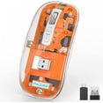 thumbnail image 1 of Wireless Bluetooth Mouse Tri-Mode (BT5.1+2.4GHz) USB C Rechargeable Computer Mouse Full Transparent Silent Mouse with USB Receiver & Type C Adapter for Laptop/Mac/iPad, 1 of 7
