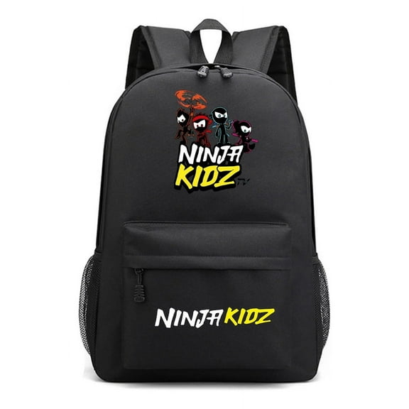 Cartoon Backpack for School Ninja Kidz Themed Bookbag Durable Lightweight Design with Front Pocket & Side Mesh for Travel, Gifts