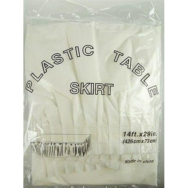 Plastic Table Skirt Adhesive Pleated, 29-Inch x 14-feet, White - Walmart.com