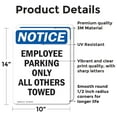 thumbnail image 2 of (2 Pack) Employee Parking Only All Others Towed OSHA Notice Sign, 2 of 7