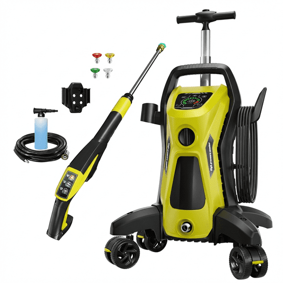 Electric Pressure Washer 5000 PSI 3.2 GPM Power Washer Electric Powered with Upgrade Spray Handle Smart Control and 4 Anti-Tipping Wheels for Effortlessly Cleaning,Yellow