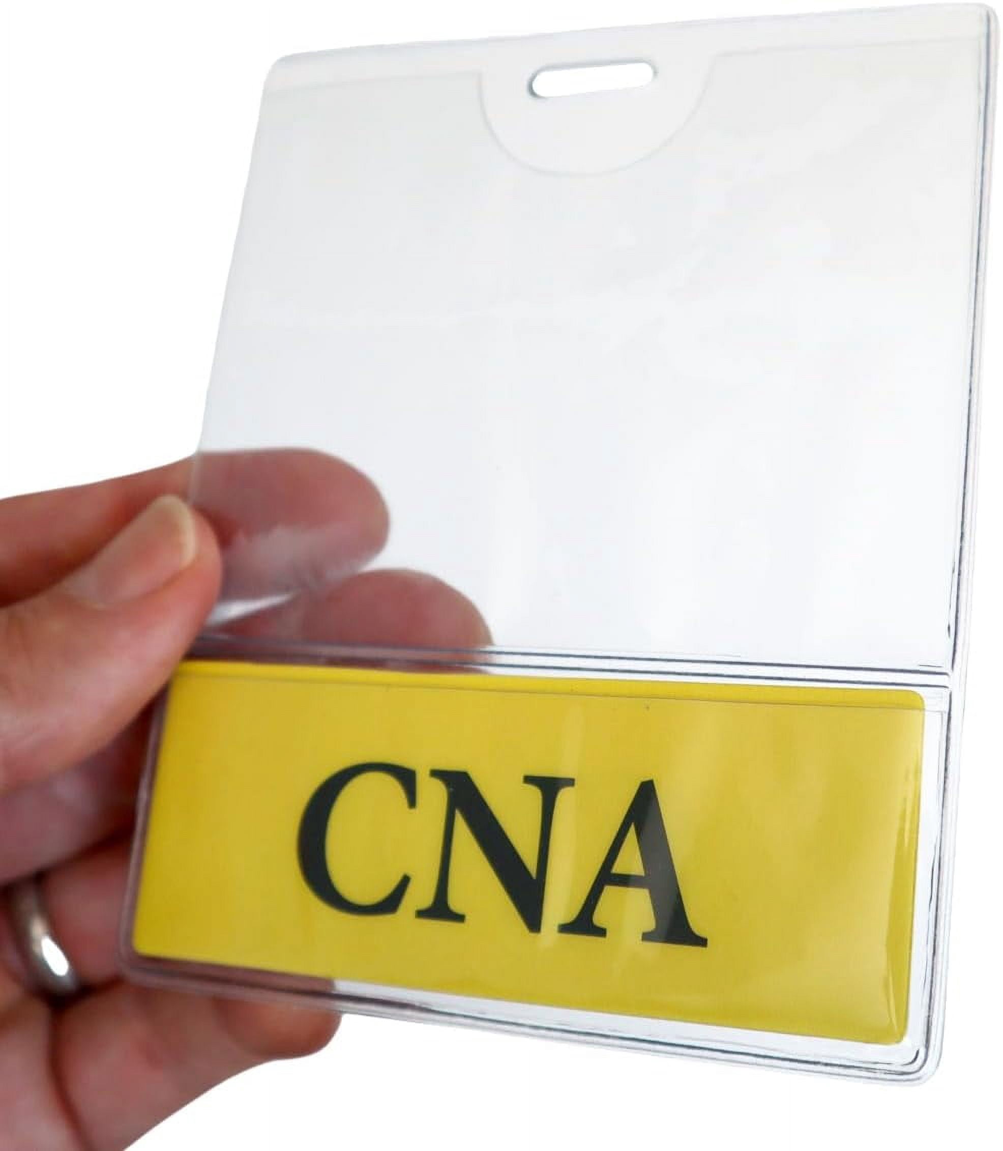5 Pack - CNA BadgeBottom Horizontal CNA Badge Buddy & CNA Badge Holder Combo - Heavy Duty 2 in 1 Badge Bottom I’D Nursing Accessories - Double Sided Clear Sleeve by Specialist ID