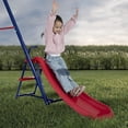 thumbnail image 2 of Delta Children FunZone Juego de Columpios de Metal para Exteriores de 4 Piezas Incluye 2 Columpios, 1 Disco/platillo y Tobogán, Azul/rojo, 2 of 5
