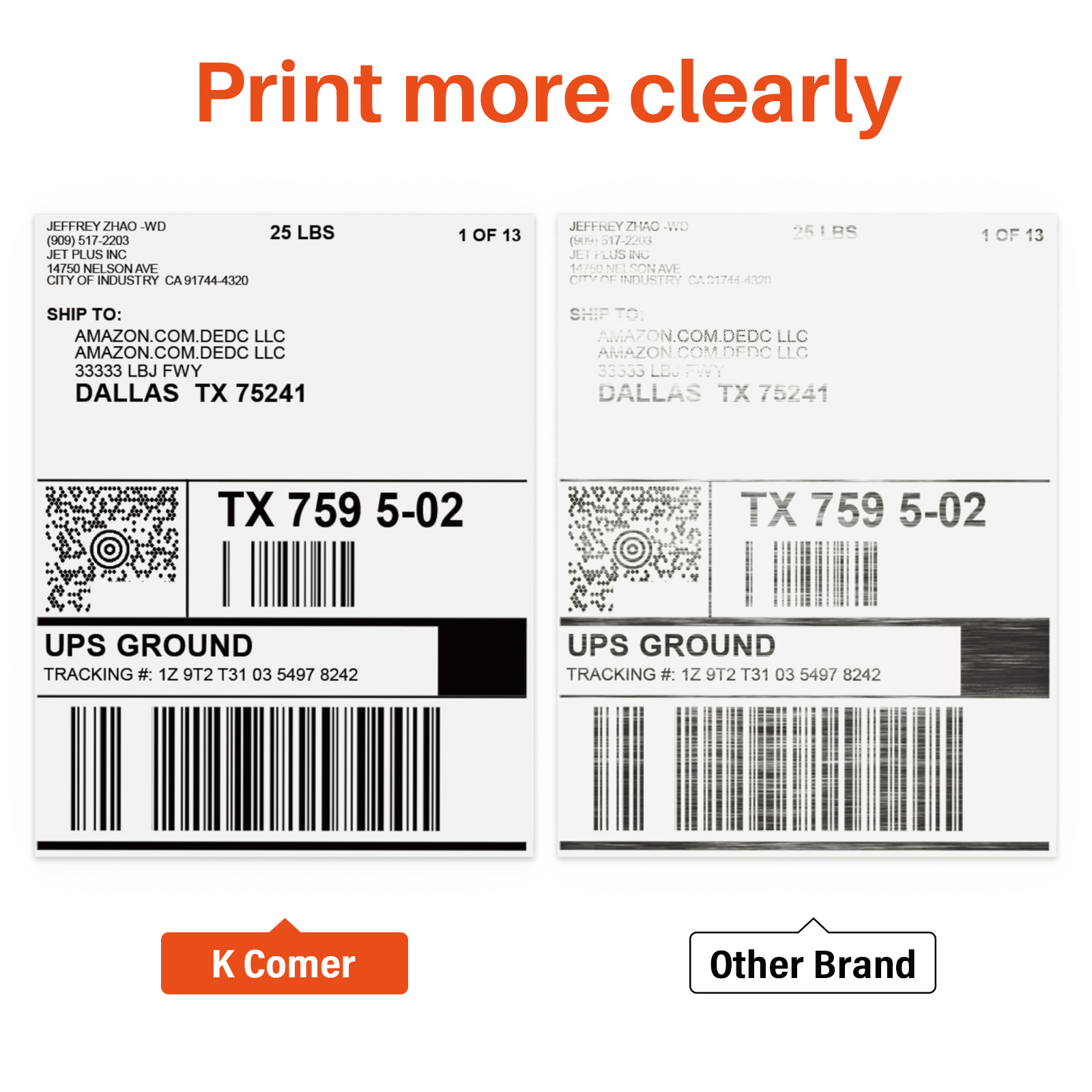 Buy K Comer 4x6 Thermal Shipping Labels (2 Rolls, 700 Printer ...