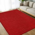thumbnail image 4 of Red 6x9 Area Rugs, Farmhouse Burlap Solid Red Color Modern Linen Texture Non-Skid Rubber Backing Large Rectangle Rugs - Living Room Bedroom Home Office, Indoor Floor Mat Carpets Washable Rug, 4 of 9