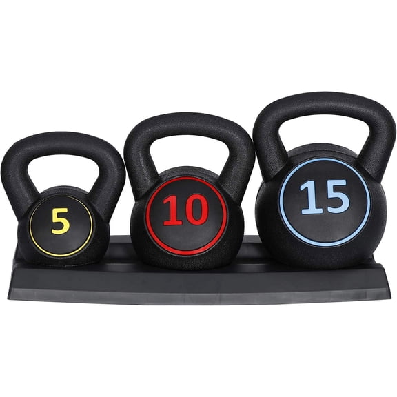 3/4-Piece Kettlebell Strength Training Set, Fitness Equipment Exercise Wide Grip Kettlebells, Full Body Workout, Training for Home, Gym