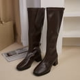 thumbnail image 5 of YLYL Women's Knee High Boots Square Toe Chunky Block Heel Zip up Pull on Wide Calf Boots, 5 of 9