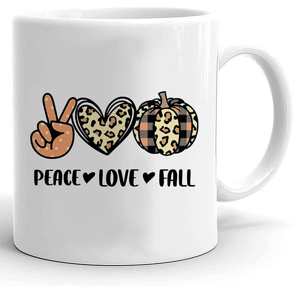 Peace Love Fall Halloween Coffee Mug, Fall Sublimation Mug, Halloween Pumpkin Mug, Fall Season Mug Funny Ghost Halloween Mug, Cute Halloween Mugs Fall Gifts Halloween