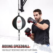 OHMY FIT Flex Double End Punching Bag Easily Adjust Tension and Height of Cords with Special Flex Adjustable System. Advance Micro Fiber Material Strong Bladder Gym Exercise for Men&Women (Round)