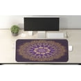 thumbnail image 2 of Mandala Computer Mouse Pad, Round Bohemian Motif Leaves Folkloric Print, Rectangle Non-Slip Rubber Mousepad X-Large, 35" x 15" Gaming Size, Violet Purple and Yellow, by Ambesonne, 2 of 2
