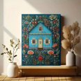 thumbnail image 6 of Folk Art Blue House Floral Canvas Print, Wall Decor for Living Room Bedroom Dining Room Entryway Kitchen Farmhouse Boho, 6 of 8