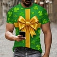 thumbnail image 3 of Ounisa Funny World Women's Holiday Bows Four Leaf Clover Graphic Short Sleeve Novelty Party Costume Top, 3 of 7