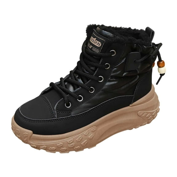 ibiyuan Snow Shoes For Women Winter Boots With Thick High Top Versatile Warm Shoes,Black