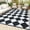 Black & White, variant on Senfot 5x8 Outdoor Rug Waterproof Portable Modern Geometric Patio Rug for Camping Deck Backyard Porch Decor with Storage Bag, Gray White