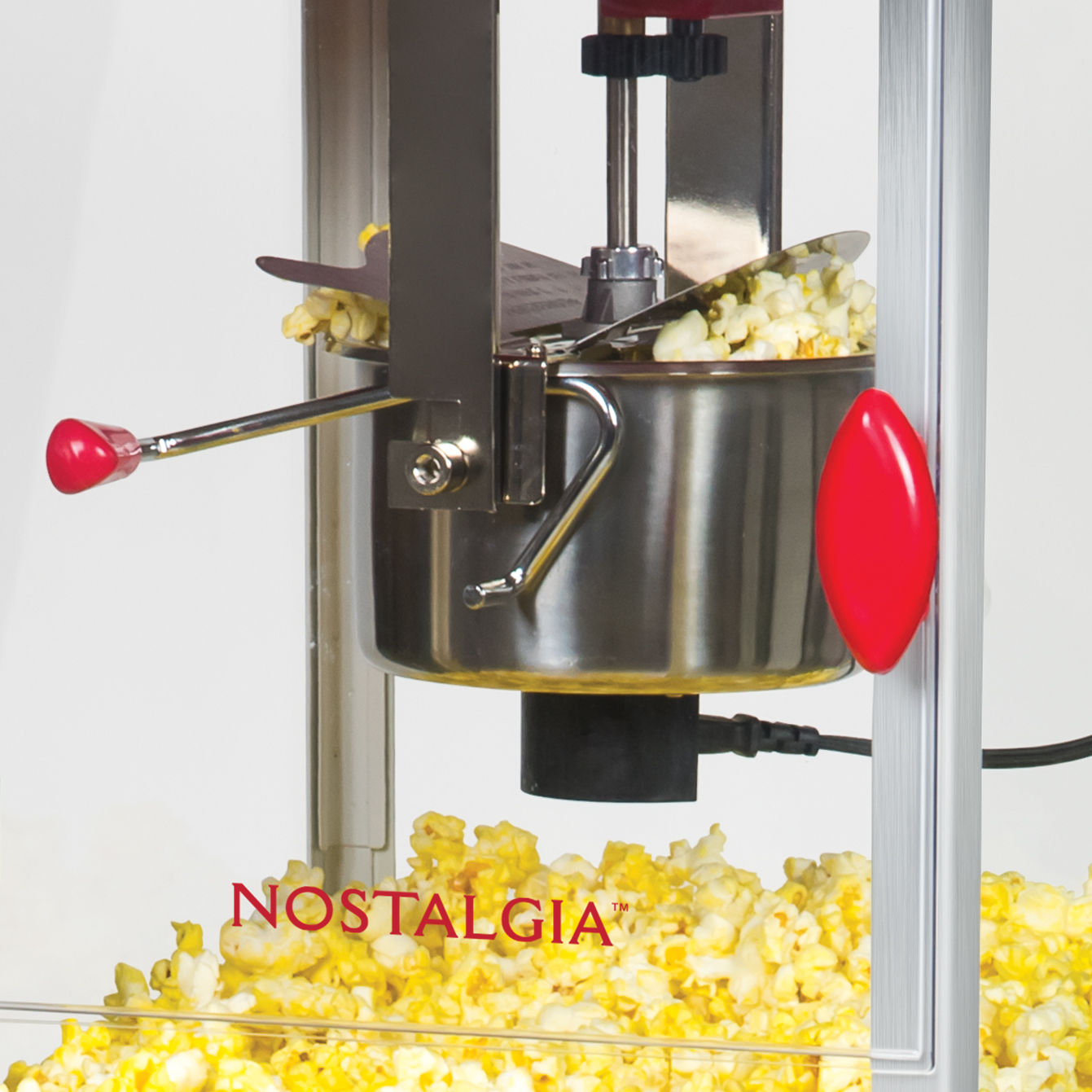 Nostalgia 2.5 oz Popcorn Cart, Makes 10 Cups, 48 in Tall, Red, White, CCP399 - image 3 of 6