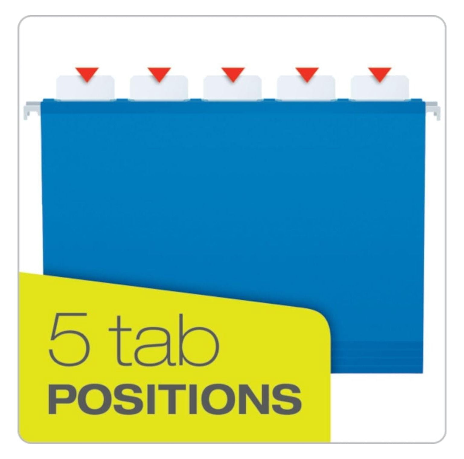 Ready-Tab Extra Capacity Reinforced Hanging File Folders, Letter Size, Assorted Colors, 5 Tab, 20/BX (42700)