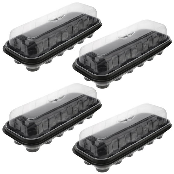 unbranded Portable Plastic Plant Germination Tray with Transparent Lid for Seedling Easy to Operate and Stackable 4 Sets