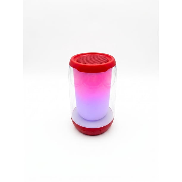 Bocina Inalámbrica Portátil 360 con Luz LED y Micrófono Integrado Roja