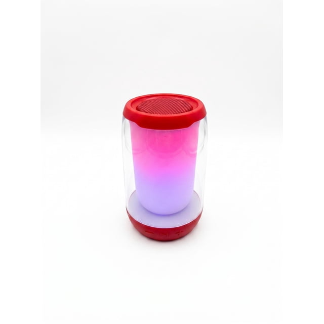 Bocina Inalámbrica Portátil 360 con Luz LED y Micrófono Integrado Roja