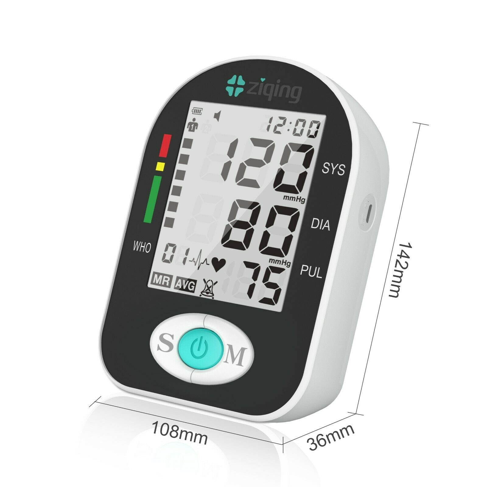 ZIQING Portable Blood Pressure Monitor Mini Upper Arm Blood Pressure  Machine with Comfortable BP Cuff 22-44 cm 2 x 99 Sets Memory Irregular  Heartbeat