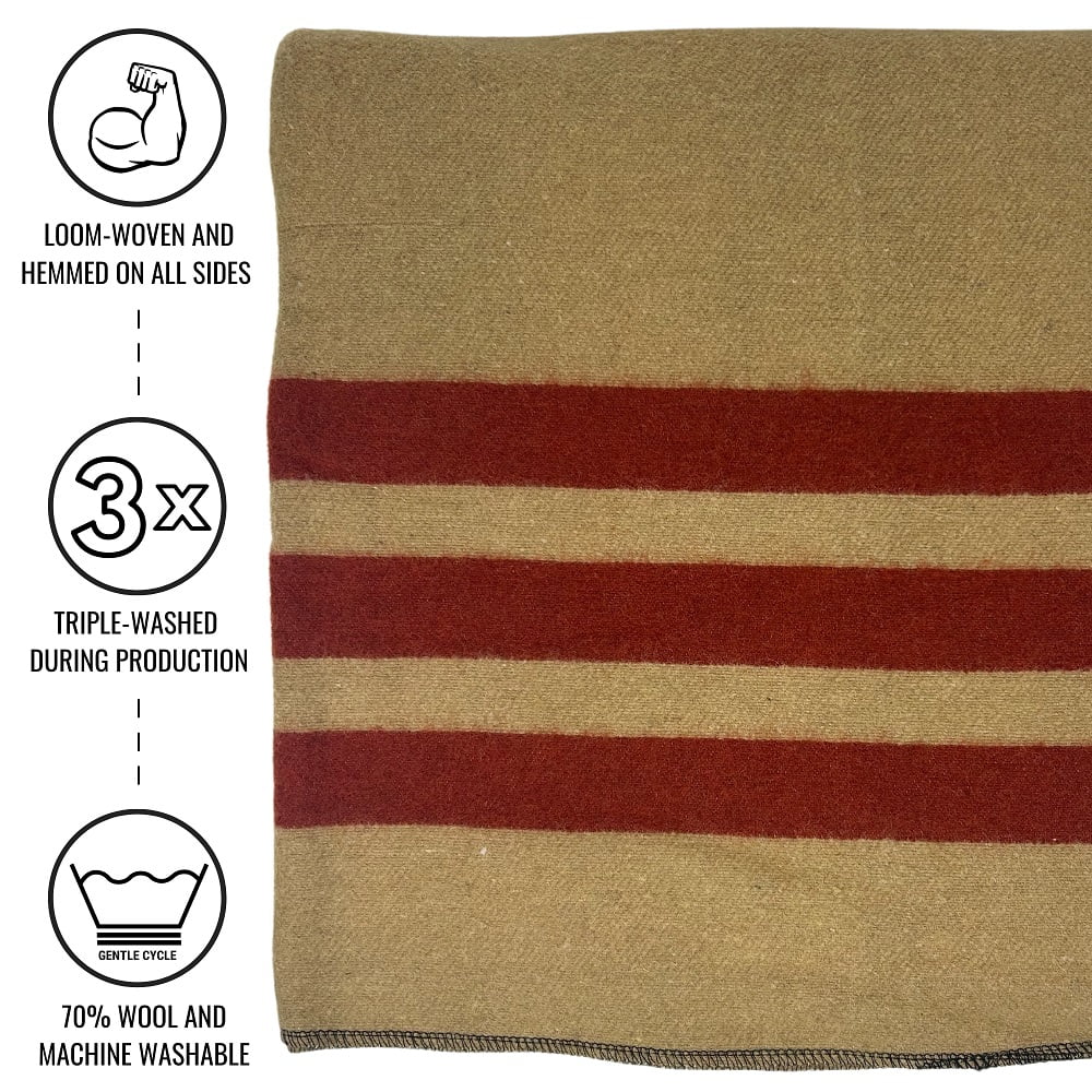 Arcturus Rainier Striped Wool Blanket (64" x 88"), 4.5 lbs