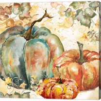 Great Art Now Watercolor Harvest Teal and Orange Pumpkins I by Tre Sorelle Studios, Canvas Wall Art, 12W x 12H