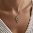 thumbnail image 3 of 1.00CT Blue Turquoise 925 Silver Sea Horse Pendant In 14k Yellow Gold Plated, 3 of 3