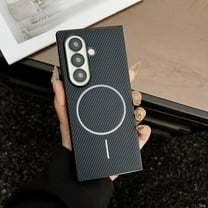 ELEHOLD Magnetic Case for Samsung Galaxy Z Fold 7, Ultra-Slim Carbon Fiber Texture Cover Shockproof Protective Shell, Wireless Charging Ready,Darkblue