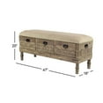 thumbnail image 4 of DecMode Brown Farmhouse Upholstered Floral Engraved Accent Wood Storage Bench, 47"W x 20"H, 4 of 16
