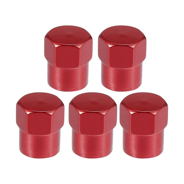 Unique Bargains 5 tapones universales para vástago de válvula de neumático, cubiertas de vástago de válvula para coches, SUV, bicicletas, camiones, aleación de aluminio, color rojo