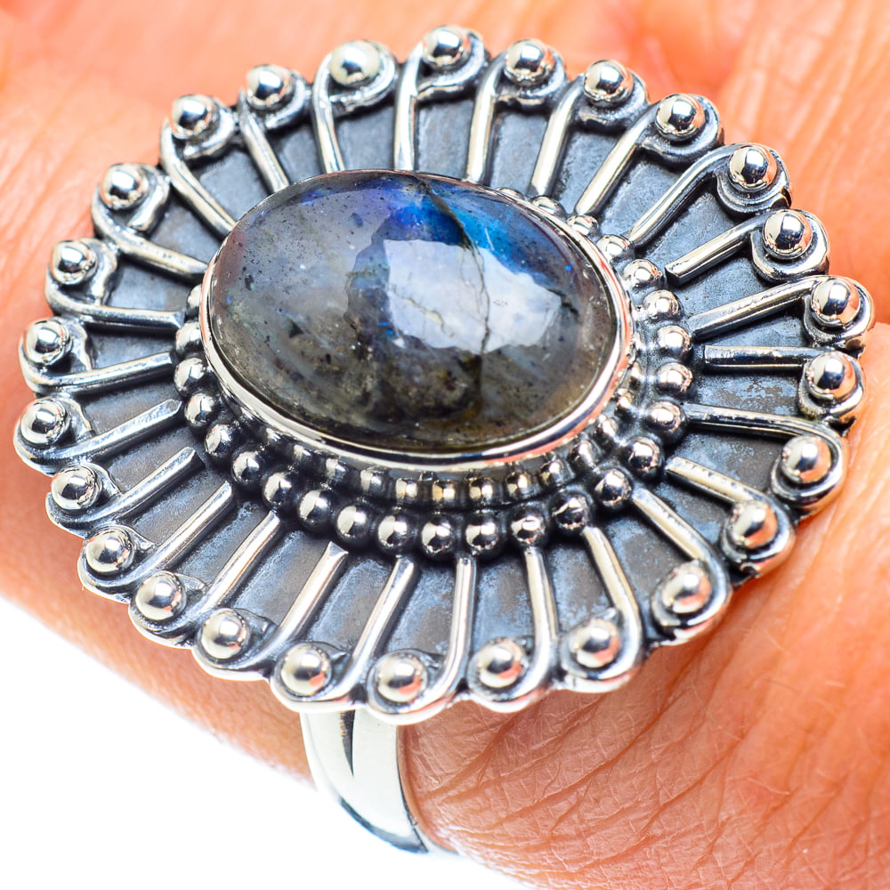 Labradorite Gemstone Round Shape 925 Sterling Silver Bracelet Jewelry 8.25" 