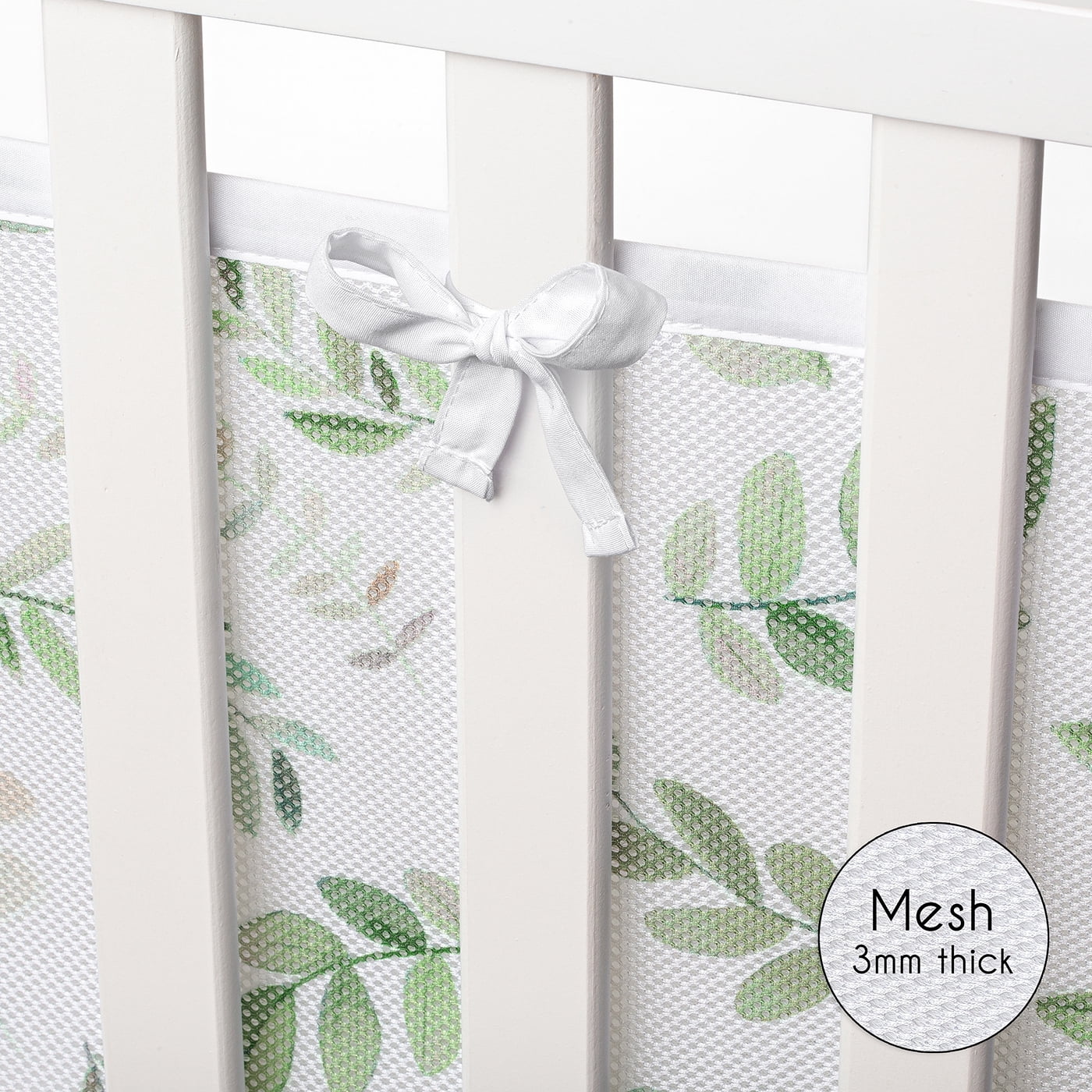 Sweet Jojo Designs + BreathableBaby Botanical Green and White Breathable Mesh Crib Liner Pad