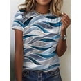 thumbnail image 4 of Camiseta de manga corta con cuello redondo para mujer, Camiseta con estampado abstracto 3D Vintage, Tops informales holgados para mujer 2022, 4 of 5