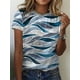 thumbnail image 4 of Camiseta de manga corta con cuello redondo para mujer, Camiseta con estampado abstracto 3D Vintage, Tops informales holgados para mujer 2022, 4 of 5