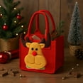 thumbnail image 6 of Reusable Felt Christmas Gift Bag - 5 Styles (Santa/Elk/Snowman), 3.74in Square, Christmas Eve Apple/Candy Packaging with Handle, Transparent Panel Holiday Decor, 6 of 6