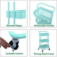 thumbnail image 5 of 3-Tier Metal Mesh Rolling Cart Storage Organizer with Utility Handle and Wheels, Turquoise, 5 of 14