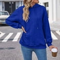 thumbnail image 7 of Zpanxa Hoodies for Women Fashion Solid Lace Up Long Sleeve Hooded Sweater Hoodies Blue XXL, 7 of 7
