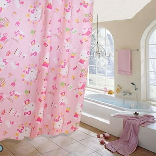 PINK Hello Kitty Shower Curtain Bath Mat Toilet Cover Rug Bathroom Set