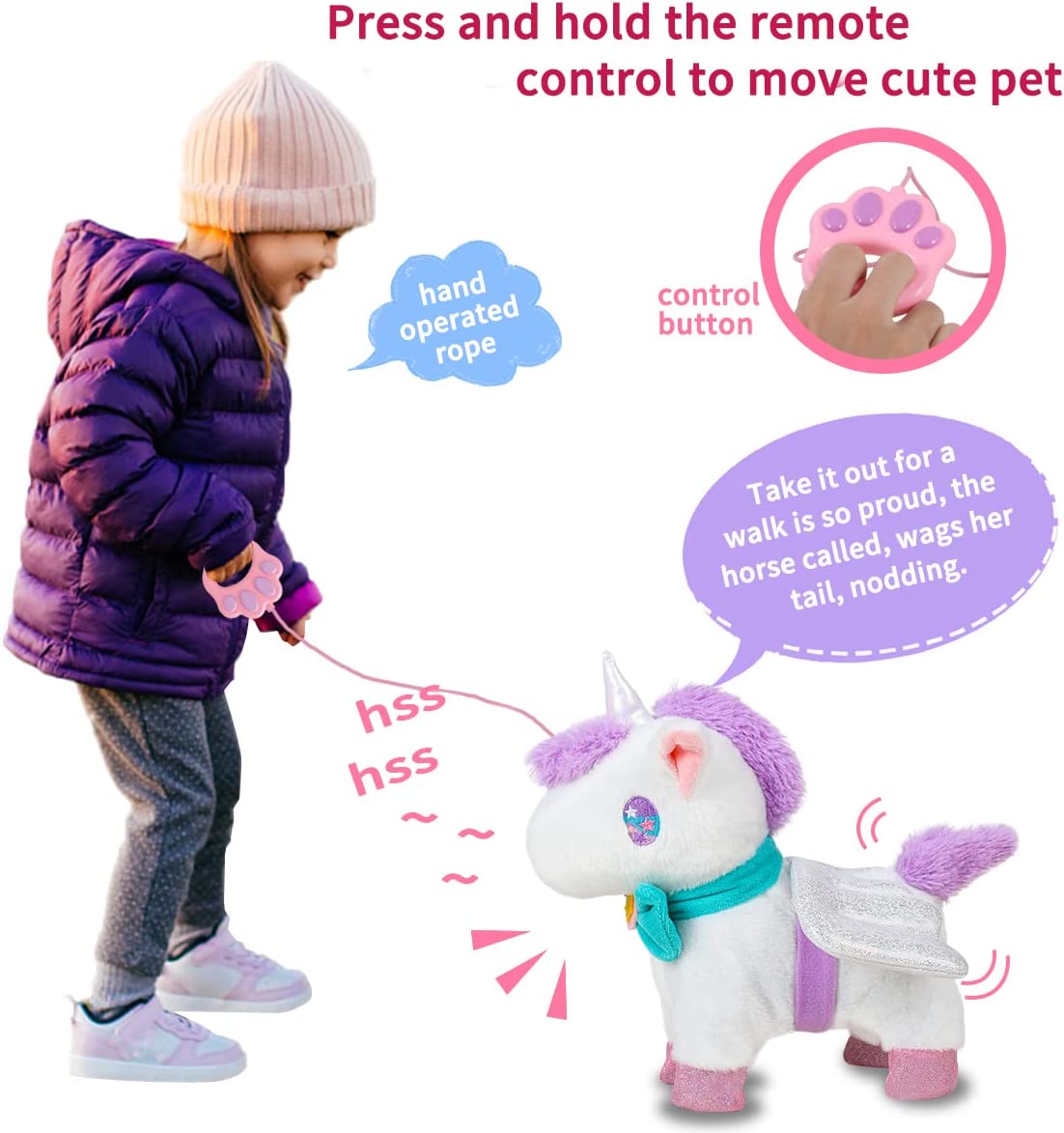 Electronic Walking Plush Unicorn Toy Robot Unicorn with Remote