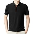 thumbnail image 2 of 3XLT Men's Polo Shirts With Collar Big And Tall Under $20 Solid-Color Fashionable Loose Casual Button Short Sleeve Turndown Collar Blouse Shirt, 2 of 7