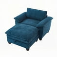 thumbnail image 3 of Modern Oversize Chaise Lounge Chair with Ottoman and Storage, 51" Blue Chenille, 3 of 14
