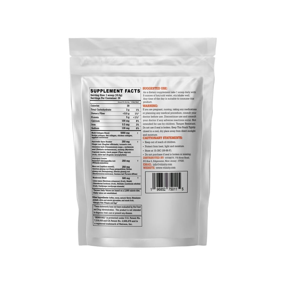 VITINITY SUPER FOOD COLLAGEN ( MULTI BLEND) POWDER WITH CLINICALLY PROVEN SENSORIL® (ASHWAGANDHA) FOR ADULTS (30 DAY SUPPLY)