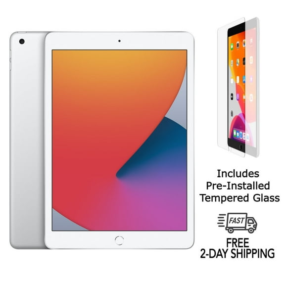 Refurbished Apple iPad 7th Gen A2197 (WiFi) 32GB Silver (Grade B) w/ Pre-Installed Tempered Glass